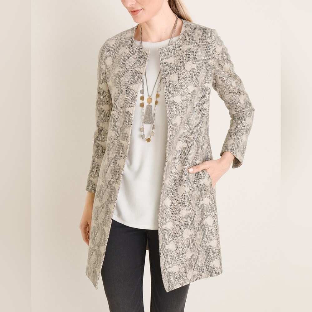 Chico's Faux Suede Snake Print Topper Jacket